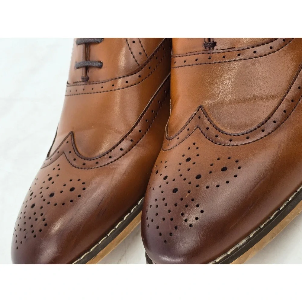 Stacy Adams Wingtip Oxfords Mens 6 Brown Brogue Dress Shoes -Good